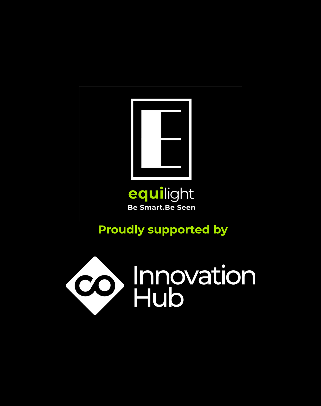 EquiLight products showcased as part of the Charles Owen Innovation Hub, highlighting LED-integrated hi-vis safety gear for horse riders.