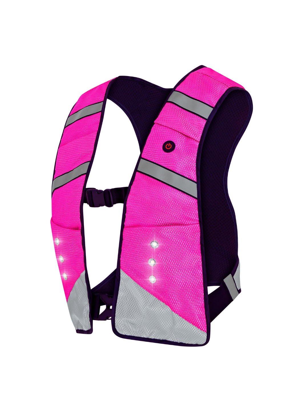 EquiLight Pro Rider Vest with integrated rechargeable LED lighting and hi-vis reflective detailing, designed to be compatible with air vests and improve rider visibility and safety in low-light conditions
