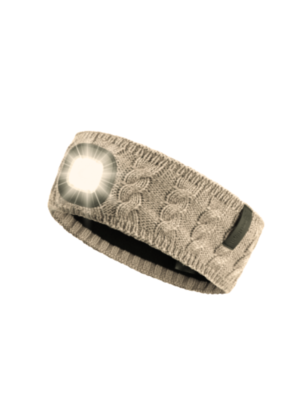 Eco-friendly bamboo fabric LED headband designed for comfort and breathability, Close-up of integrated LED light on EquiLight bamboo headband, Person wearing EquiLight Bamboo LED Headband® for hands-free lighting outdoors, Bamboo LED headband with integrated rechargeable LED light by EquiLight