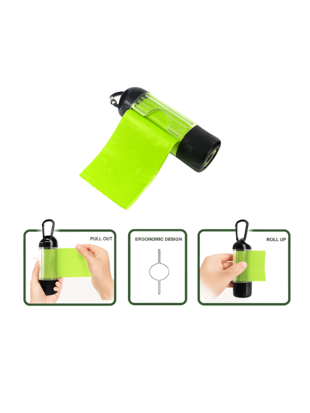 Rechargeable LED Poop Bag Dispenser with Glow and Torch Mode – EquiLight
LED dog walking light with poop bag holder – anti-slip, eco-friendly design
USB-C rechargeable pet safety light with IPX6 rating
LED dispenser clipped to dog lead for night-time visibility