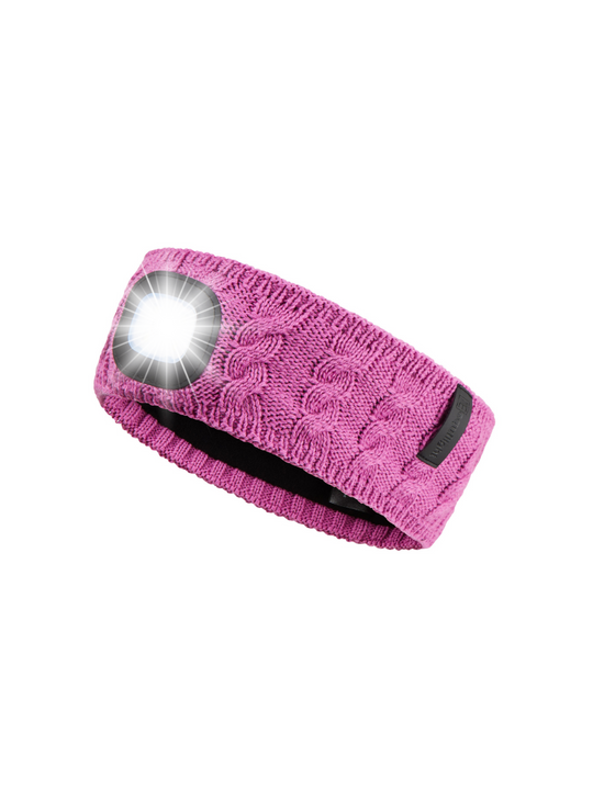 EquiLight merino wool LED headband with rechargeable hands-free LED light, designed to provide warmth, comfort and improved visibility for outdoor use in low-light conditions
