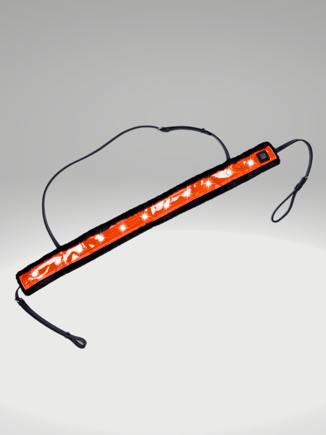 EquiLight faux fur LED sleeves designed for horse tack including bridles, reins, breastplates and martingales, with integrated rechargeable LED lighting to improve horse and rider visibility in low-light conditions
