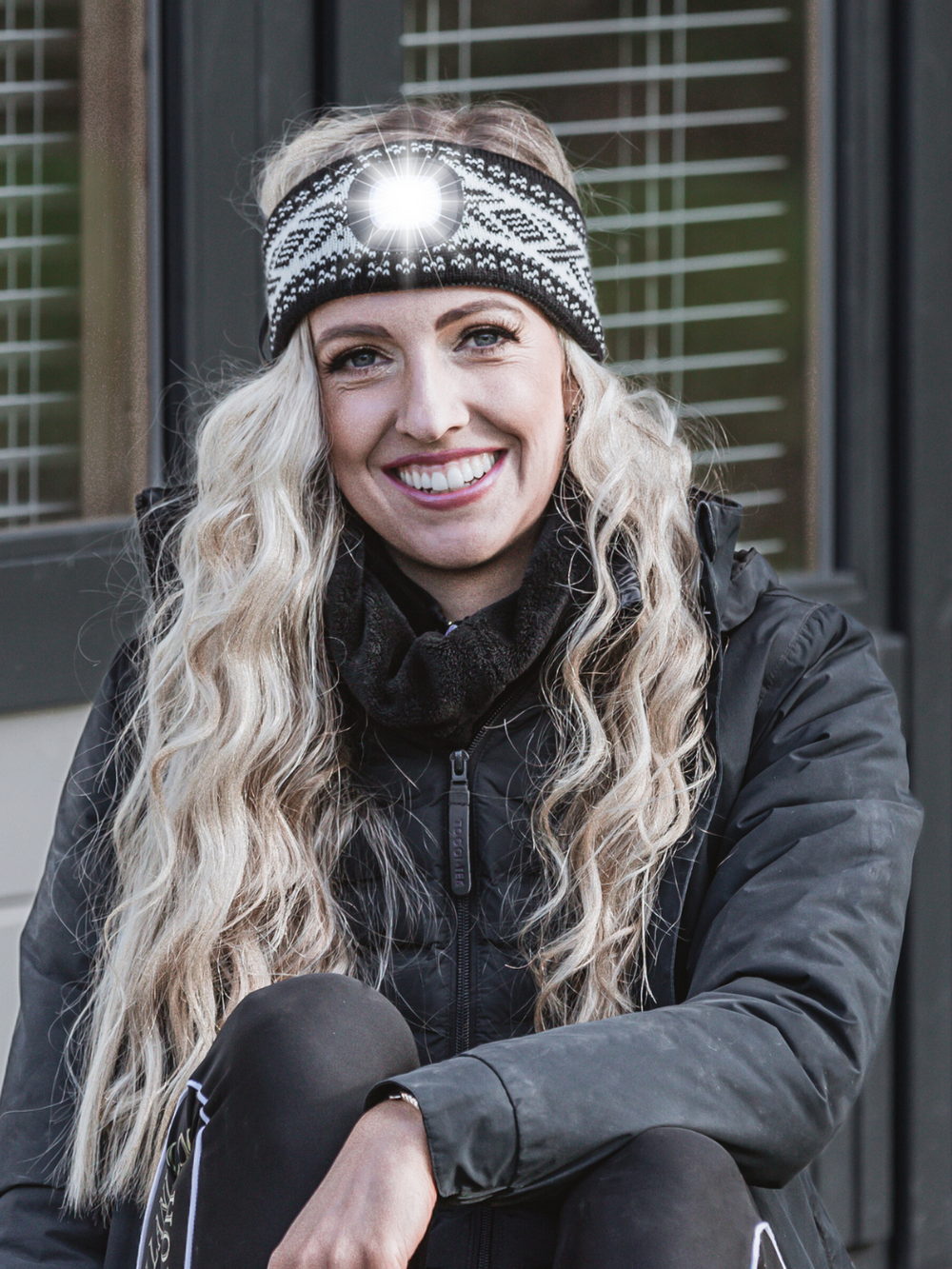 EquiLight Nordic merino wool LED headband with rechargeable hands-free LED light, designed to provide warmth, comfort and improved visibility for winter outdoor activities
