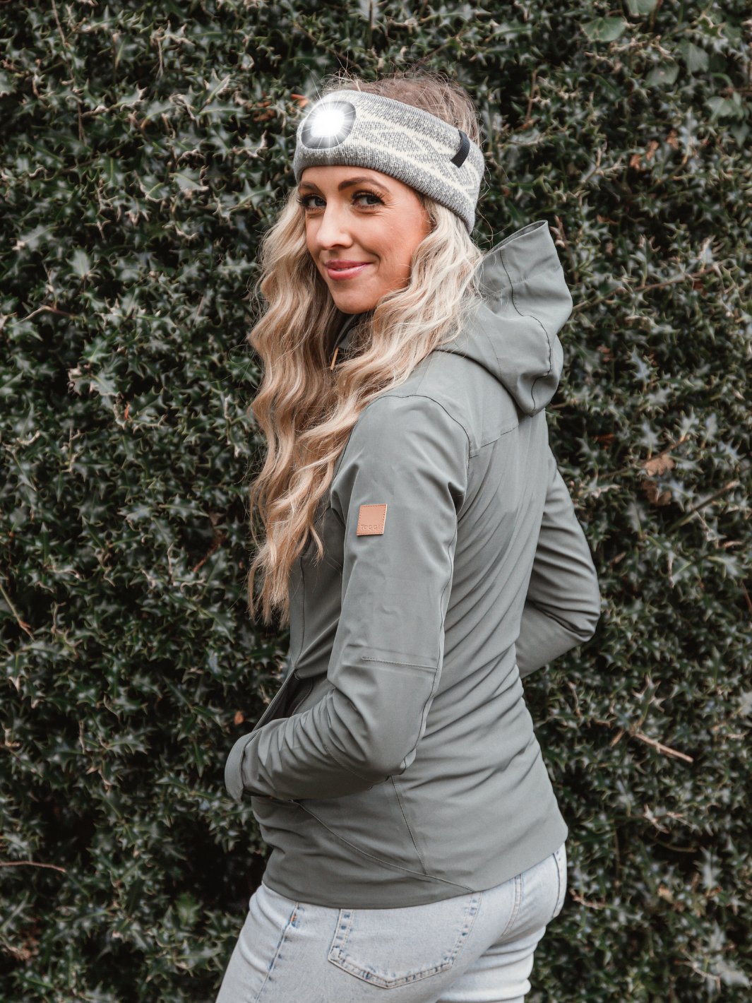 EquiLight Nordic merino wool LED headband with rechargeable hands-free LED light, designed to provide warmth, comfort and improved visibility for winter outdoor activities
