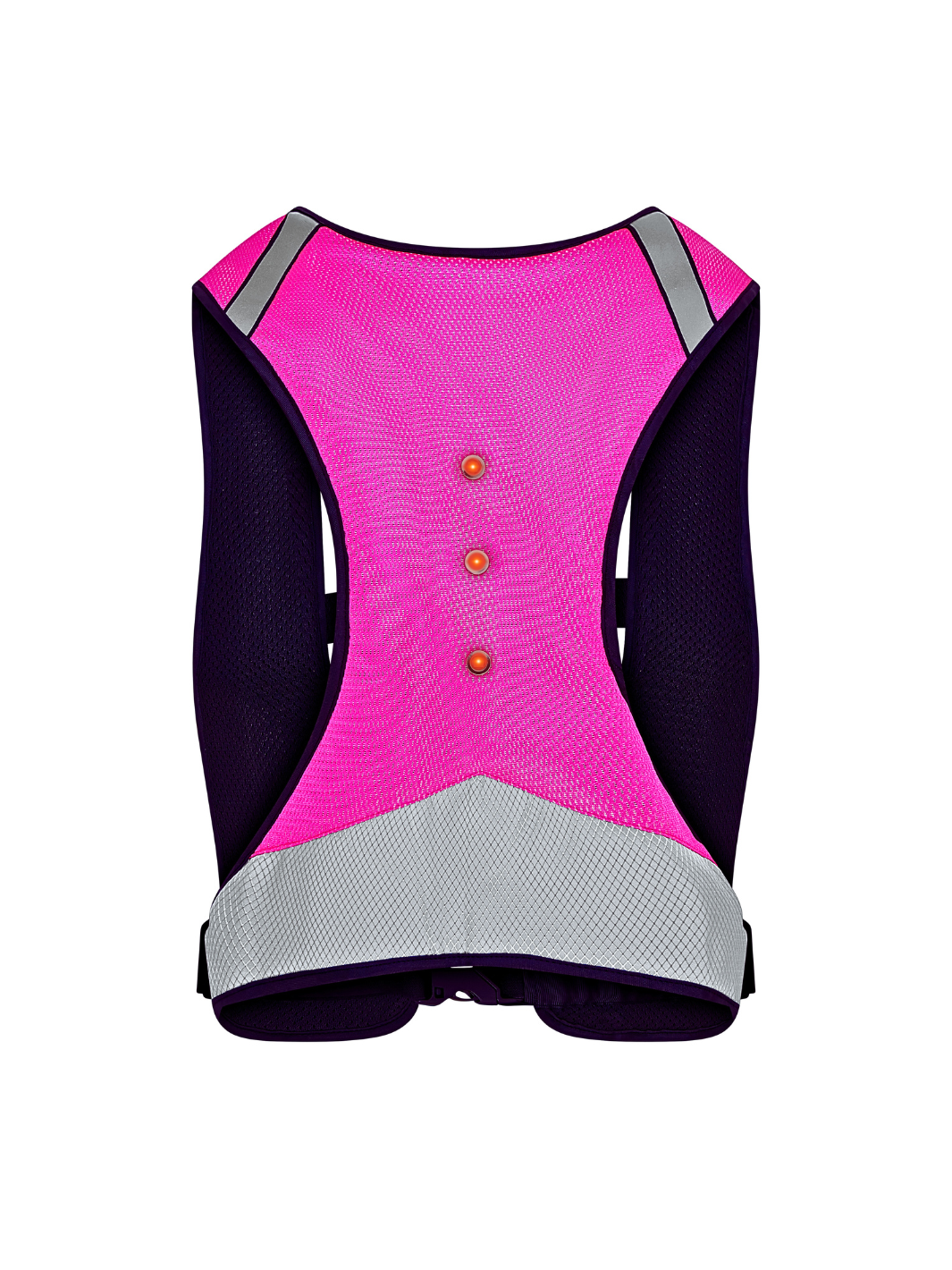 EquiLight Pro Rider Vest with integrated rechargeable LED lighting and hi-vis reflective detailing, designed to be compatible with air vests and improve rider visibility and safety in low-light conditions
