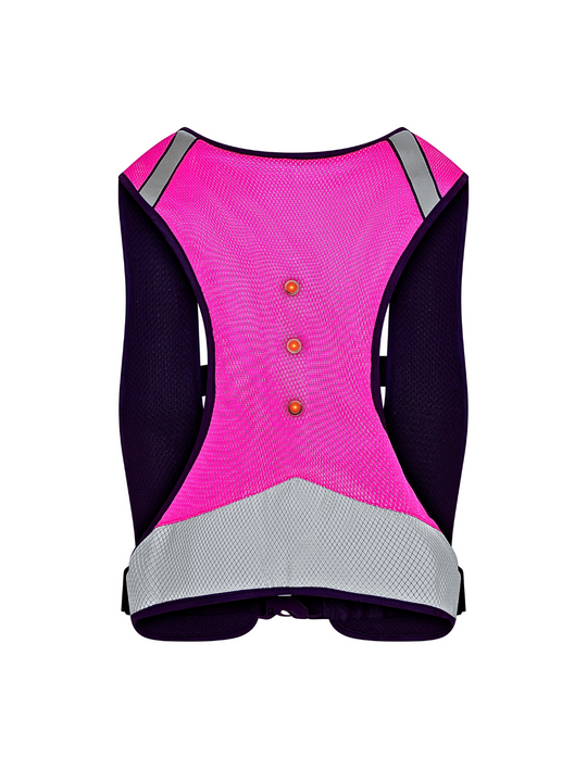 EquiLight Pro Rider Vest with integrated rechargeable LED lighting and hi-vis reflective detailing, designed to be compatible with air vests and improve rider visibility and safety in low-light conditions
