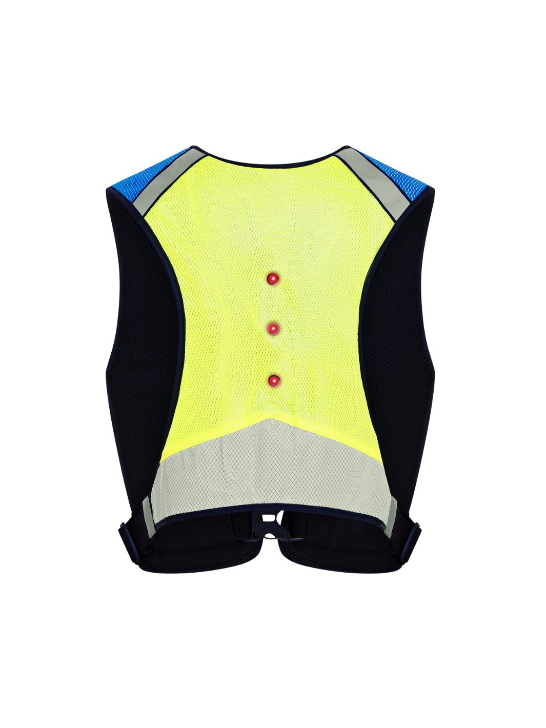 EquiLight Pro Rider Vest with integrated rechargeable LED lighting and hi-vis reflective detailing, designed to be compatible with air vests and improve rider visibility and safety in low-light conditions
