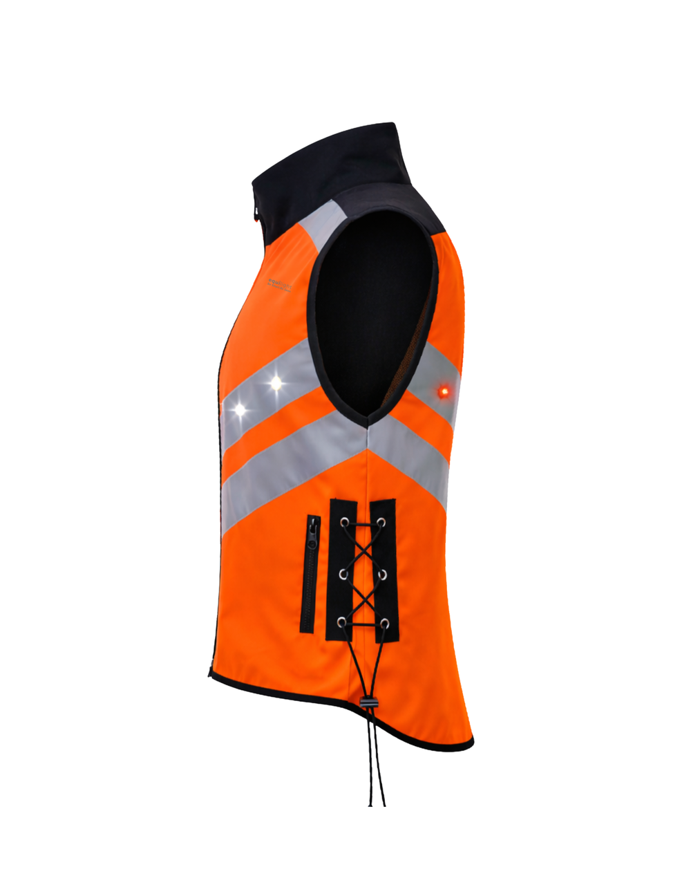 EquiLight Orange safety vest with LED lights side view