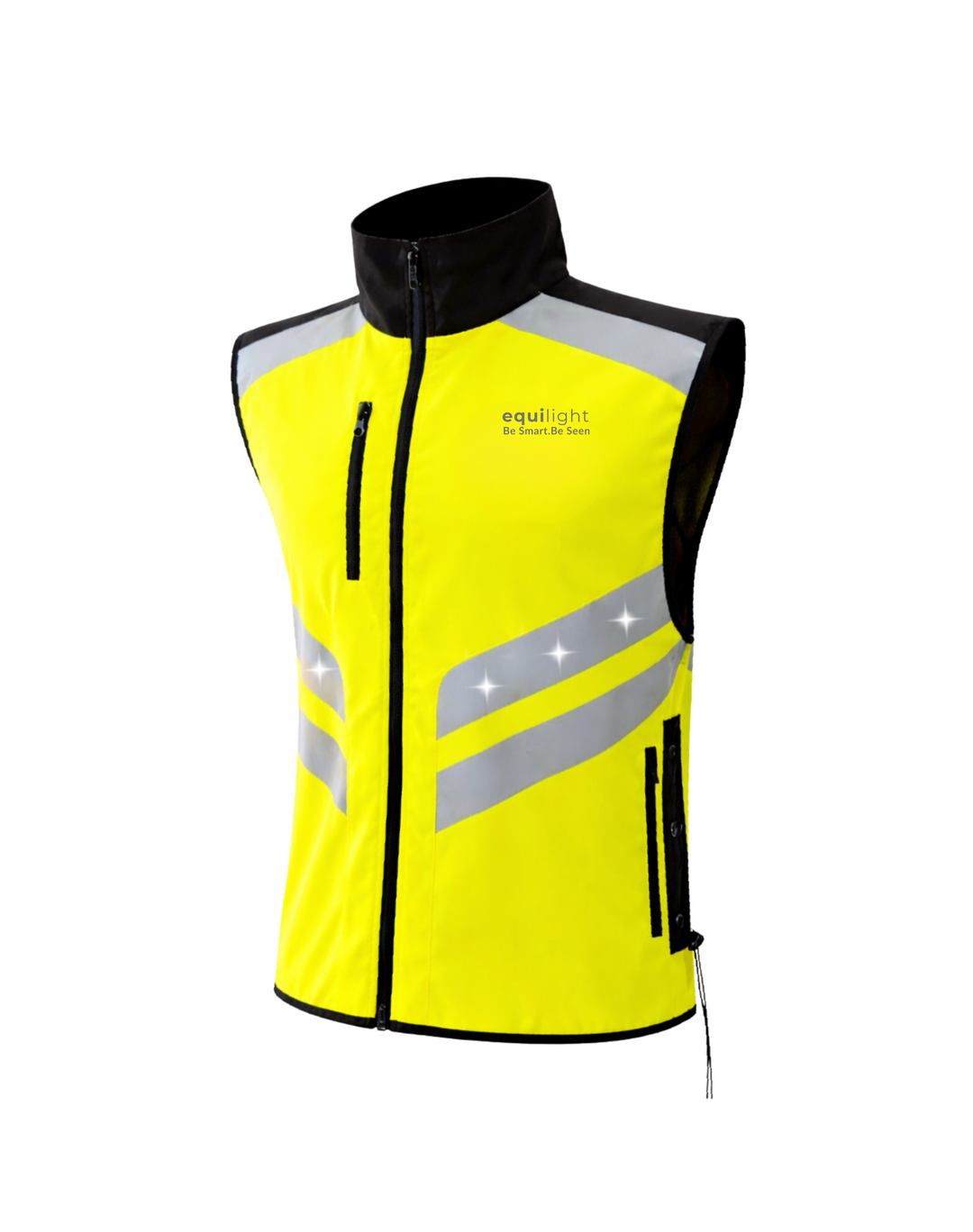 Equi Light Solas LED Gilet front view yellow with white lights