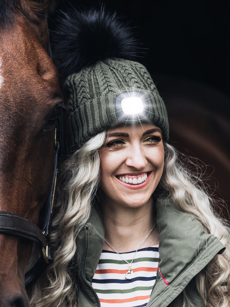 Equi Light Hunter Green LED Pom Beanie