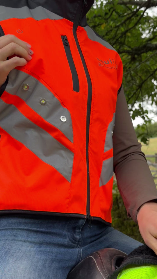 EquiLight, Yellow Hi-Vis, LED Hi-Vis. Hi-Vis with pockets, Adjustable Hi-Vis