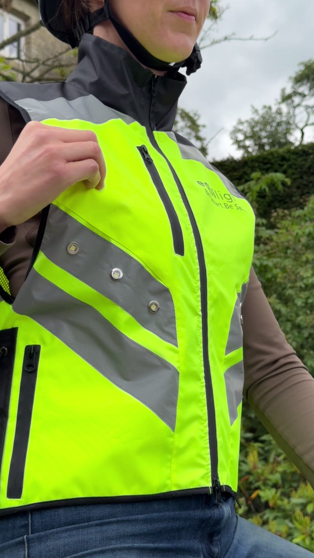 EquiLight, Yellow Hi-Vis, LED Hi-Vis. Hi-Vis with pockets, Adjustable Hi-Vis